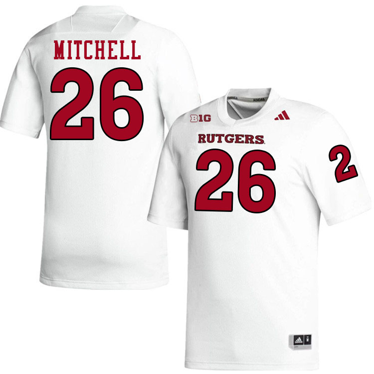 Rutgers Scarlet Knights #26 Terrell Mitchell College Football Jerseys Stitched-White Rutgers Scarlet Knights #26 Terrell Mitchell College Football Jerseys Stitched-White